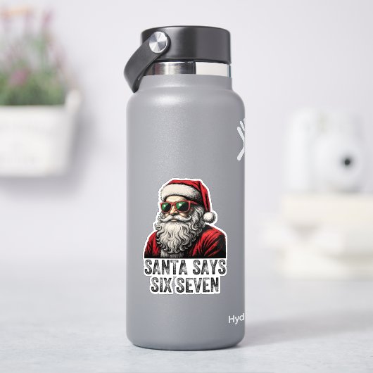 67 Meme Grappige Kerstman Zegt Zes Zeven Kerstmis Sticker (HydroFlask)