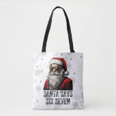 67 Meme Grappige Kerstman Zegt Zes Zeven Kerstmis Tote Bag (Voorkant)