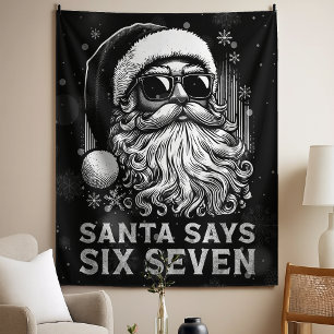 67 Meme Grappige Kerstman Zegt Zes Zeven Kerstmis Wandkleed