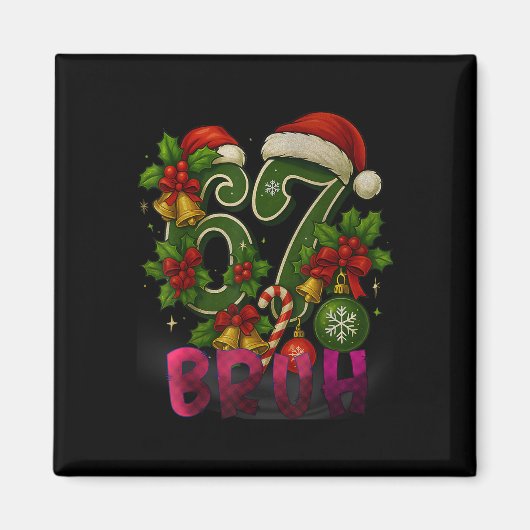 67 Meme Grappige Kerstmis Rode Geruite Xmas Pyjama Magneet (Voorkant)