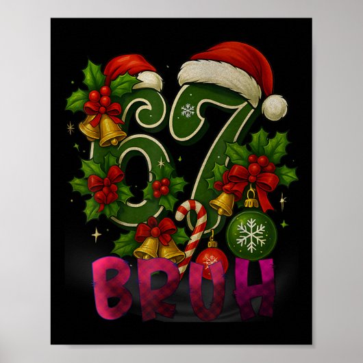 67 Meme Grappige Kerstmis Rode Geruite Xmas Pyjama Poster (Voorkant)