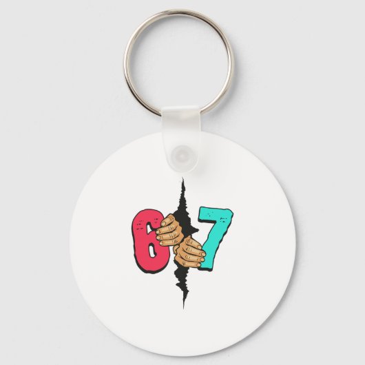 67 Meme Grappige Zes Zeven Gen Alpha Sla Jingle 6 Sleutelhanger (Voorkant)