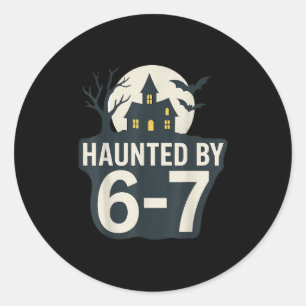 67 Meme Halloween Huis Spoken - Six Seven Gen Alp Ronde Sticker
