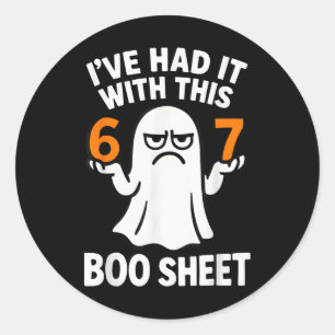 67 Meme Halloween Kostuum 6 7 Grappige Boo Sheet Z Ronde Sticker