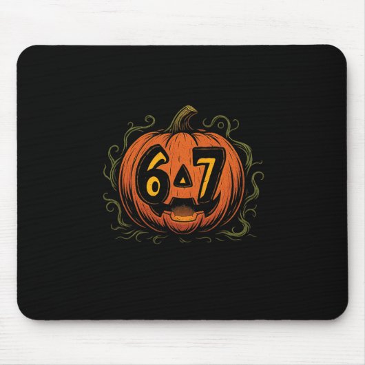 67 Meme Halloween Pompoen - Six Seven Gen Alpha Z Muismat (Voorkant)