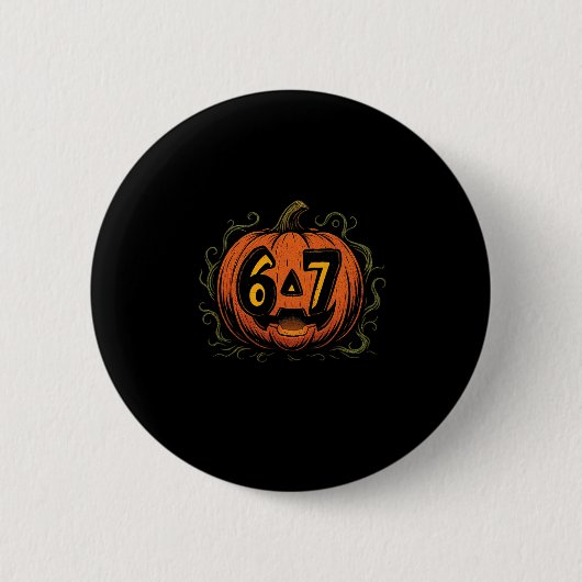67 Meme Halloween Pompoen - Six Seven Gen Alpha Z Ronde Button 5,7 Cm (Voorkant)
