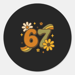 67 Meme Herfst Autumn Groovy Retro 70s Zes Zeven B Ronde Sticker