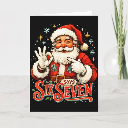 67 Meme Humor 6-7 Funny Santa Says Christmas 67th Kaart (Voorkant)