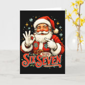 67 Meme Humor 6-7 Funny Santa Says Christmas 67th Kaart (Gele Bloem)