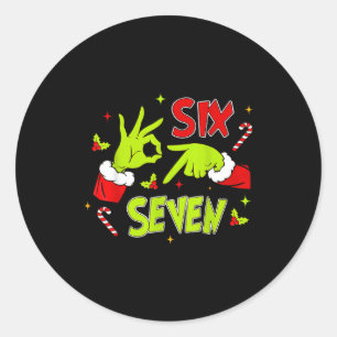 67 Meme Humor 6-7 Grappig Kerstmis Zes Zeven Kerst Ronde Sticker