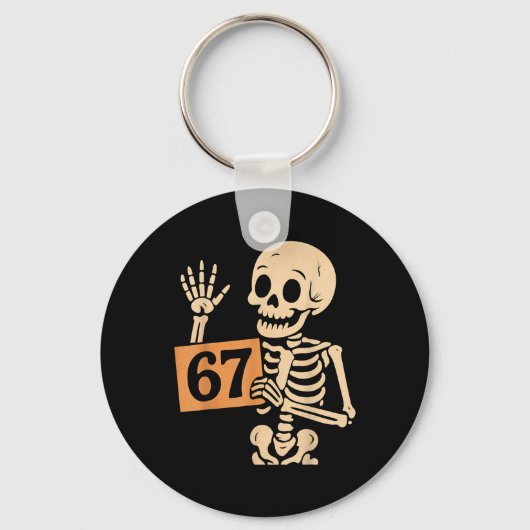 67 Meme Humor 6-7 Grappig Skelet Zes Zeven Hallowe Sleutelhanger (Voorkant)