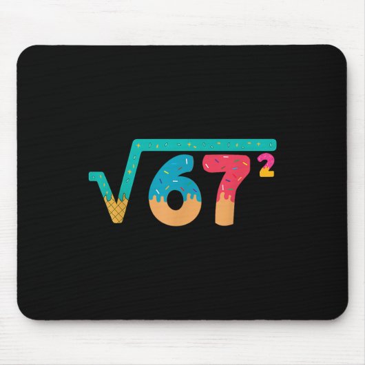 67 Meme Ice Cream Drip Square Root 67² Slang Math Muismat (Voorkant)