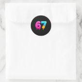 67 Meme Ijs Drip Grappig Zes Zeven Gen Alpha S Ronde Sticker (Tas)