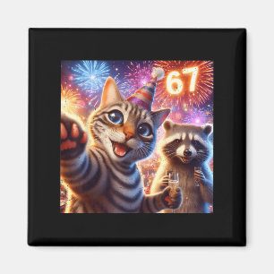 67 Meme Kat Wasbeer Nieuwjaar Selfie Grappige Verj Magneet