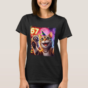 67 Meme Kat Wasbeer Nieuwjaar Selfie Grappige Verj T-shirt