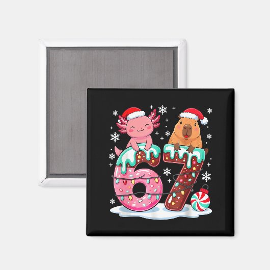 67 Meme Kawaii Axolotl Capybara Christmas Ice Crea Magneet (Voorkant / Achterkant)