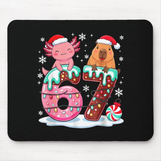 67 Meme Kawaii Axolotl Capybara Christmas Ice Crea Muismat (Voorkant)