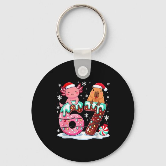 67 Meme Kawaii Axolotl Capybara Christmas Ice Crea Sleutelhanger (Voorkant)
