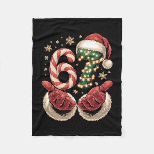 67 Meme Kerst Grappig 6 7 Gen Alpha Jargon Kerstma Fleece Deken (Voorkant)