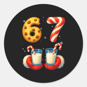 67 Meme Kerst Koekje Candy Cane Grappig Zes Zeven Ronde Sticker