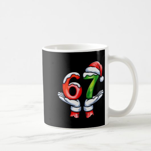 67 Meme Kerstman Hand Grappig Zes Zeven Kerstmis Koffiemok (Rechts)