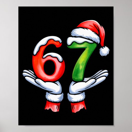 67 Meme Kerstman Hand Grappig Zes Zeven Kerstmis Poster (Voorkant)