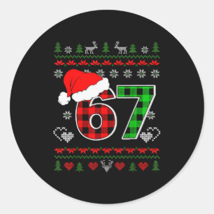 67 Meme Kerstmis Zes Zeven Kerstmis Horrortrui Her Ronde Sticker