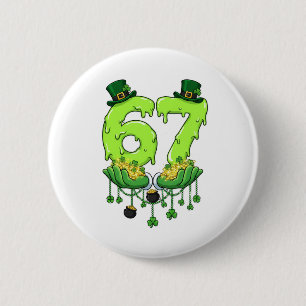 67 Meme Klaverblad Six Seven Klaverblad 6-7 St Pat Ronde Button 5,7 Cm