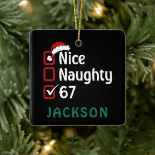 67 Meme Leuk Stoute Kerstman Hoed Grappige Naam Keramisch Ornament
