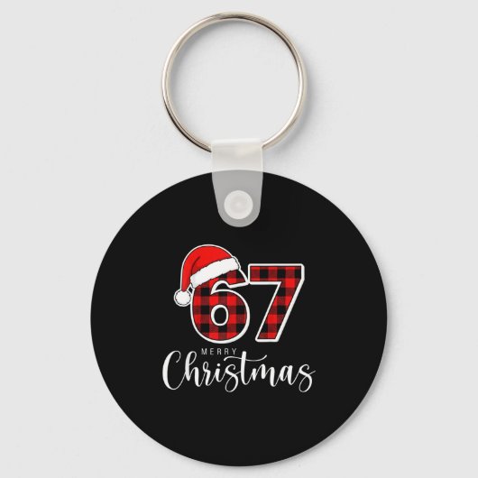 67 Meme Merry Christmas 67 Buffalo Plaid Xmas Retr Sleutelhanger (Voorkant)