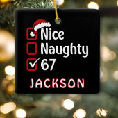 67 Meme Nice Naughty Santa Hat Funny Name Keramisch Ornament