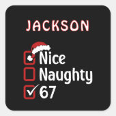 67 Meme Nice Stoute Kerstman Hoed Grappige Naam Vierkante Sticker (Voorkant)