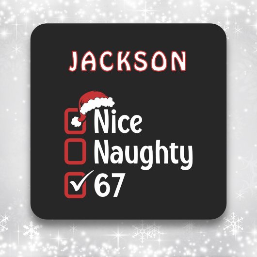 67 Meme Nice Stoute Kerstman Hoed Grappige Naam Vierkante Sticker