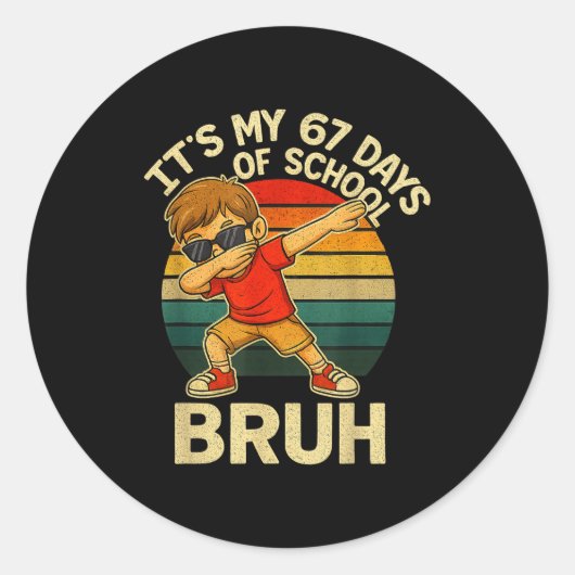 67 Meme-nummers Dabbing Het is mijn 67 schooldagen Ronde Sticker (Voorkant)