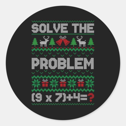 67 Meme Pemdas Math Joke Teacher Ugly Christmas Sw Ronde Sticker (Voorkant)