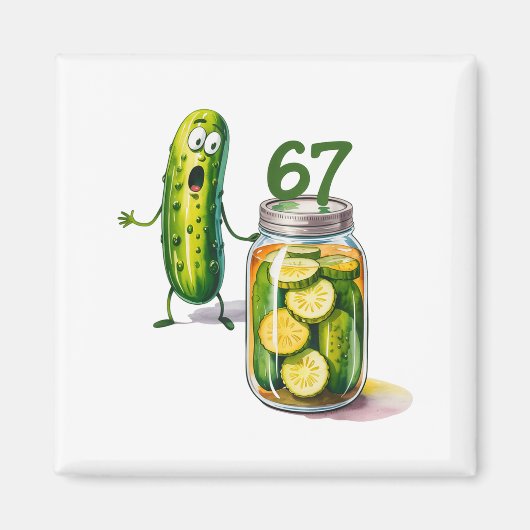 67 Meme Pickle Verrassing Een Pot Gesneden Augurke Magneet (Voorkant)