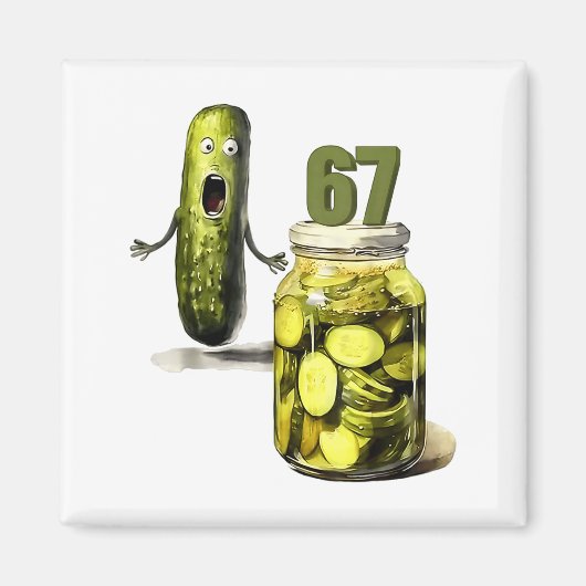 67 Meme Pickle Verrassing Een Pot Schijfjes Augurk Magneet (Voorkant)