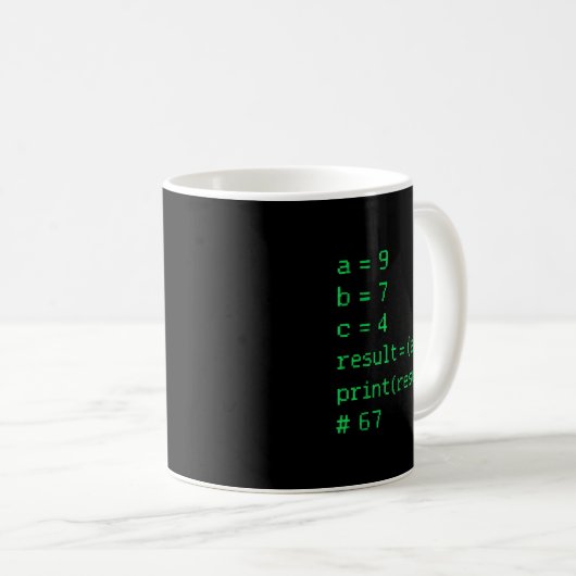 67 Meme Python Code Result Geek Humor Zes Zeven Pr Koffiemok (Voorkant rechts)