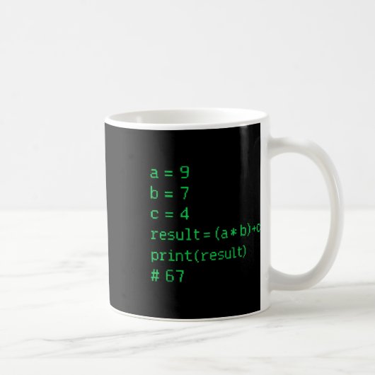 67 Meme Python Code Result Geek Humor Zes Zeven Pr Koffiemok (Rechts)