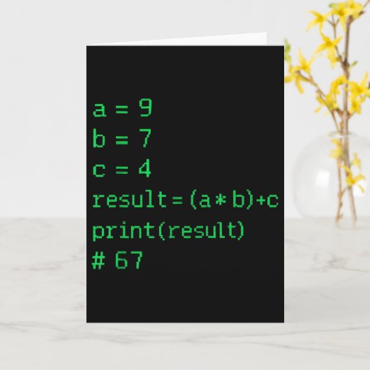 67 Meme Python Code Resultaat Geek Humor Zes Zeven Kaart (Gele Bloem)