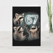 67 Meme Racoon Howling At The Moon Six Seven Trash Kaart (Voorkant)
