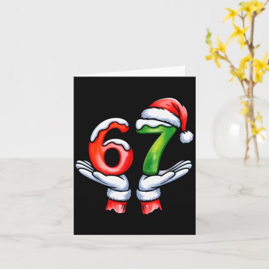 67 Meme Santa Claus Hand Funny Six Seven Christmas Kaart (Gele Bloem)