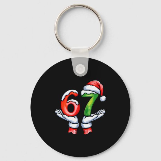 67 Meme Santa Claus Hand Funny Six Seven Christmas Sleutelhanger (Voorkant)