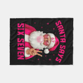 67 Meme Santa Says Six Seven Christmas Xmas Nk Gir Fleece Deken (Voorkant (Horizontaal))