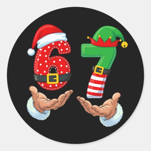 67 Meme Santa's handen Ronde Sticker (Voorkant)