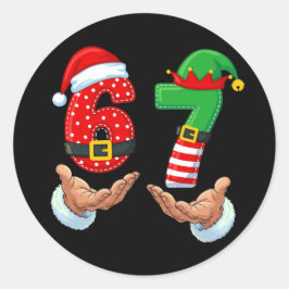 67 Meme Santa's Hands Ronde Sticker