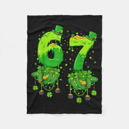 67 Meme Shamrocks Six Seven Shamrocks 6-7 St Patri Fleece Deken (Voorkant)