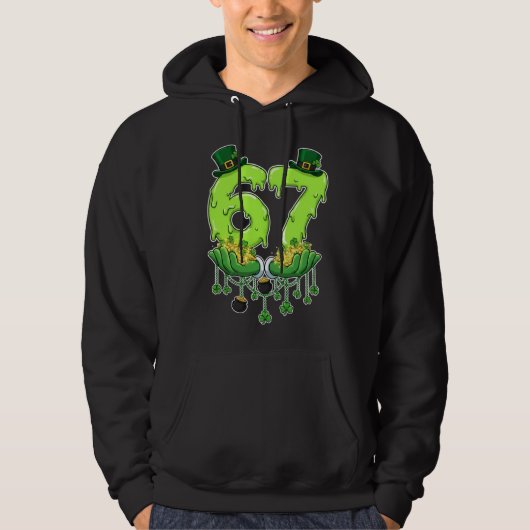 67 Meme Shamrocks Six Seven Shamrocks 6-7 St Patri Hoodie (Voorkant)