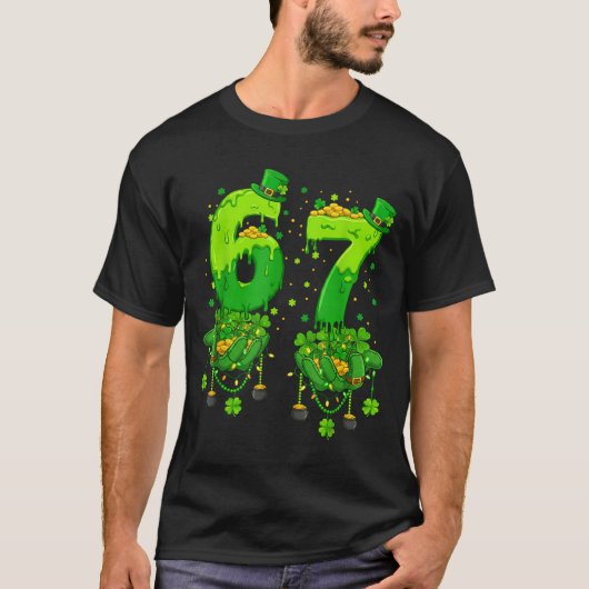 67 Meme Shamrocks Six Seven Shamrocks 6-7 St Patri T-shirt (Voorkant)