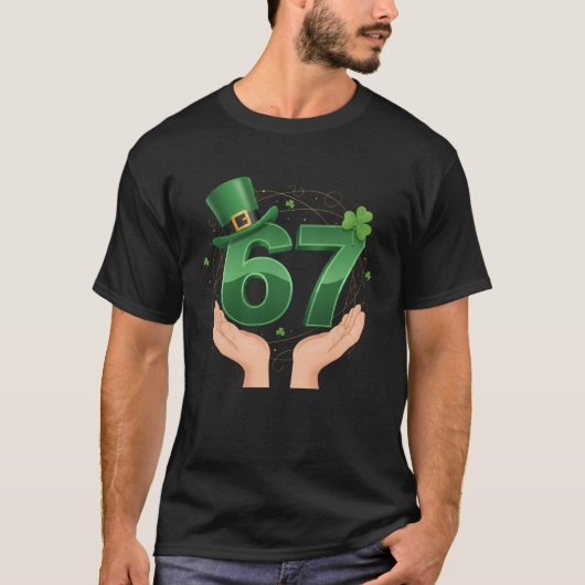 67 Meme Shamrocks Six Seven Shamrocks 6-7 St Patri T-shirt (Voorkant)
